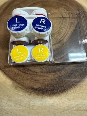Contact Lens Case Set with L/R Labels in Color Cases
